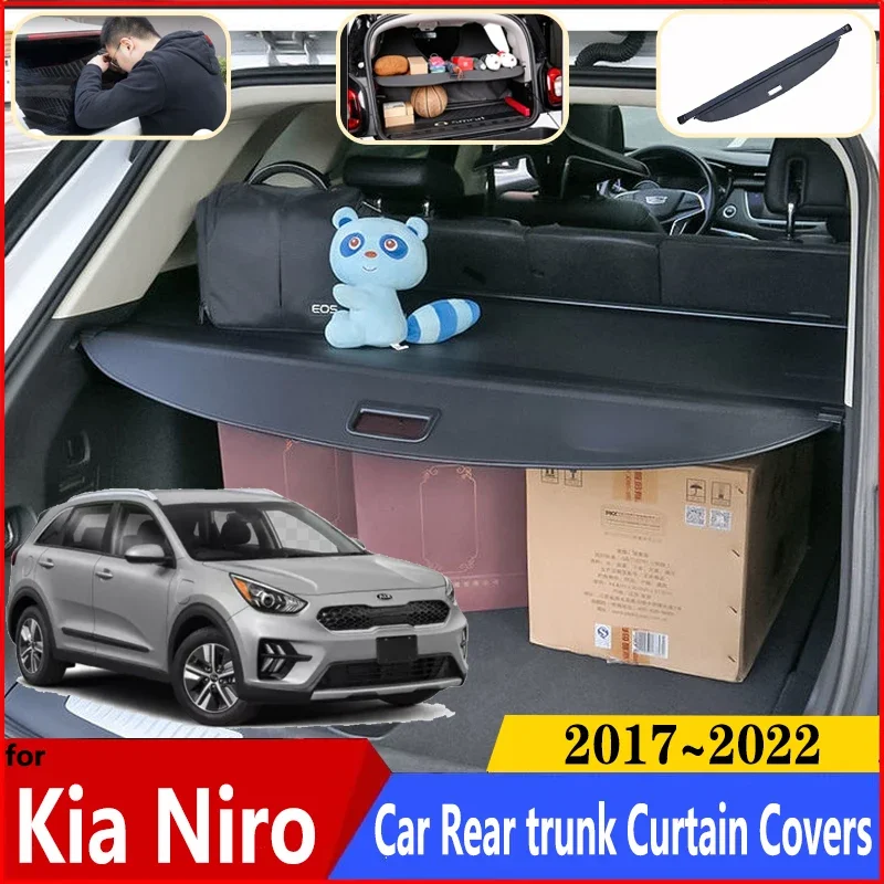 

Car Trunk Curtain For Kia Niro Accessories DE MK1 2017~2022 2020 Car Anti-peeping Trunk Luggage Curtain Cargo Covers Accessories