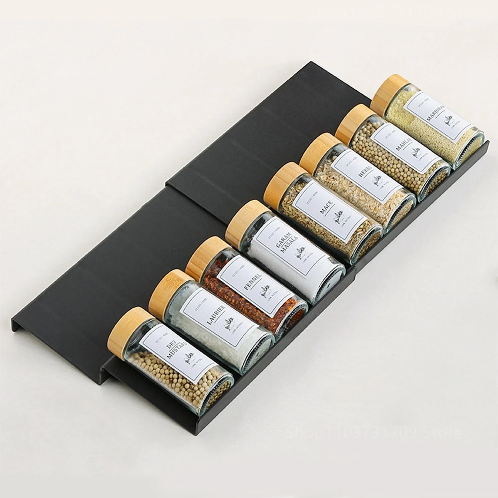 Spice Drawer Organizer Adjustable Spice Rack for Spice Jars 4 Layers Kitchen Spice Drawer Shelf Cabinet Pantry Kitchen Organizer 6