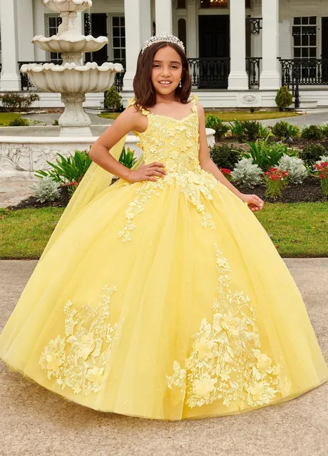 elegantes dress princesa vestidos amarillos de fiesta para nias Elegante vestido amarillo para la pequea princesa