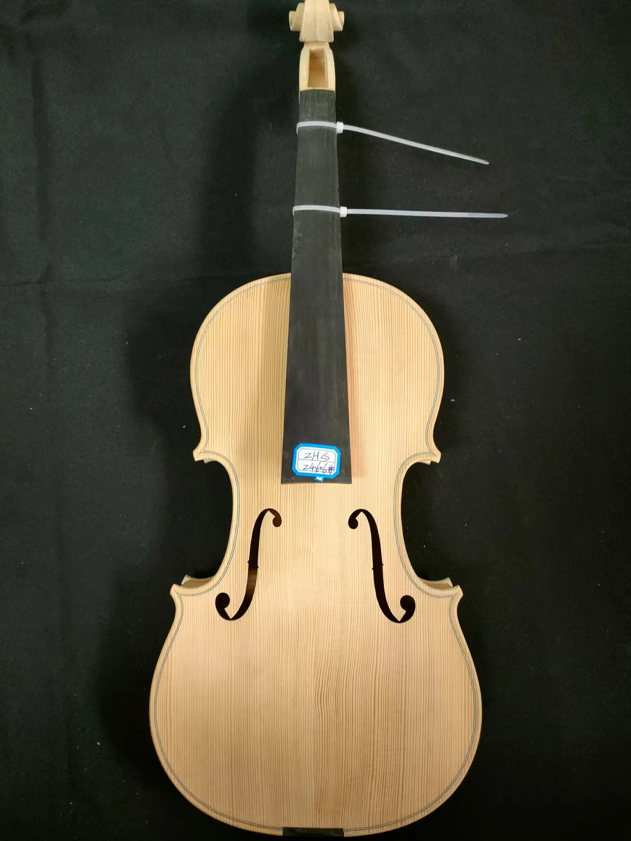 1PC Unvarnished Violin Flamed Maple Back Spruce Top Ebony Fingerobard 4/4 ZHG24606#