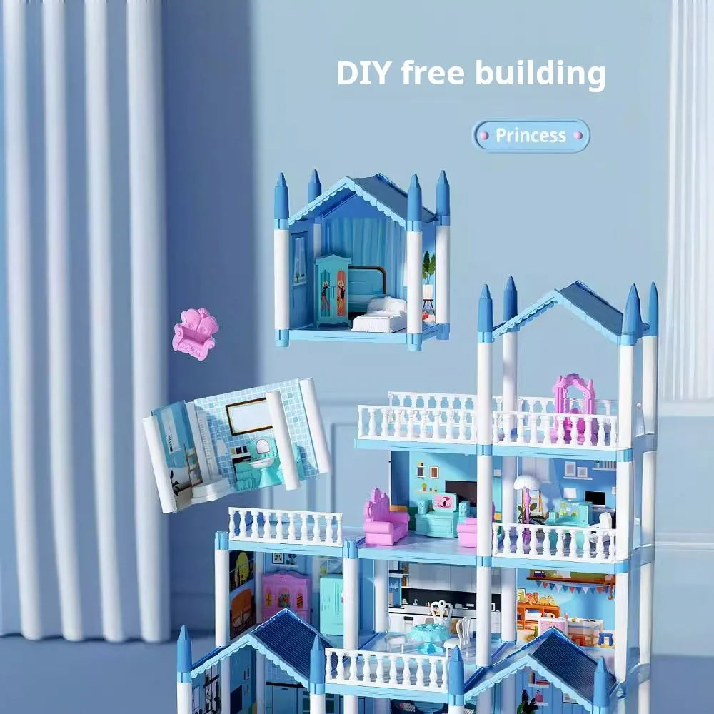 New Playing House Doll House Princess Castle Set Big Villa Puzzle Dollhouse Kids Simulation House Girl, Birthday Gift