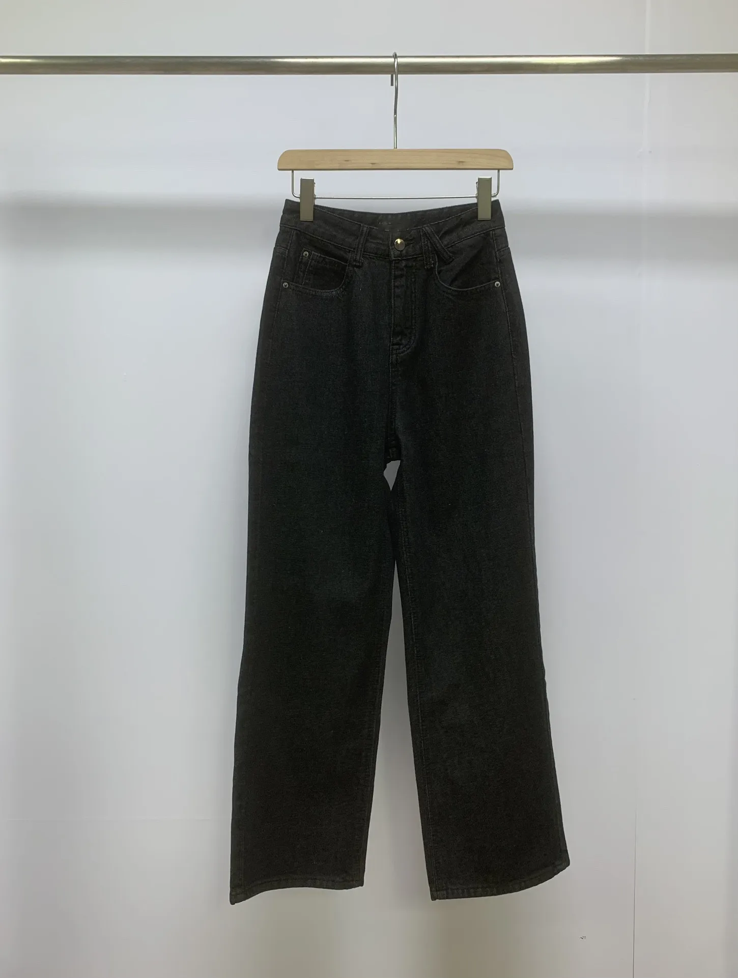 

Women High Waist Wide Leg Long Jeans Casual Denim Velvet Trousers