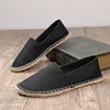 Gentleman Casual Comfort Bohemian Slip on Lazy Shoes Summer Female Mens Flat Slip on Canvas Strap Loafers Straw Espadrilles 3