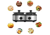 Double Slow Cooker, Buffet Servers and Warmers, Dual 2 Pot Slow Cooker Food Warmer, Adjustable Temp Dishwasher 2