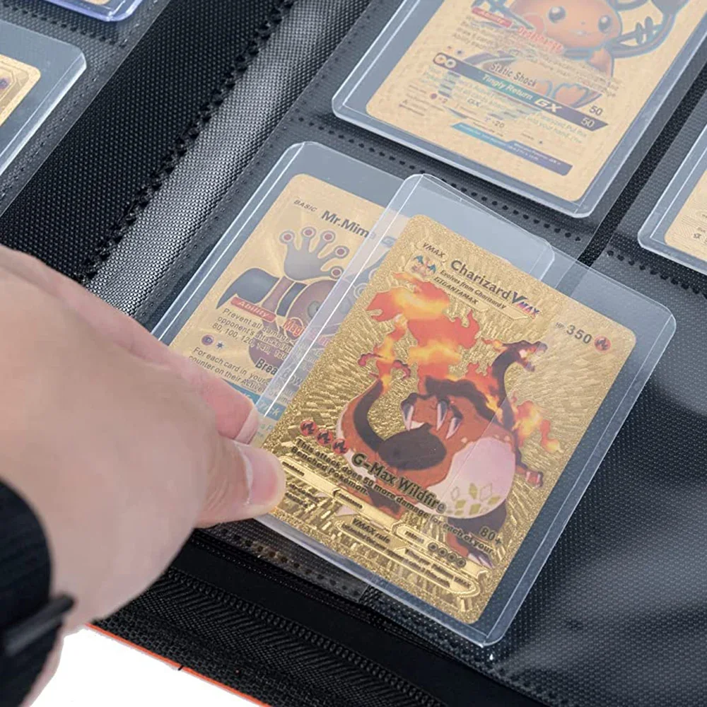 TopLoader Album Hold 112 Toploaders Hard Case 4 Pocket Trading Card Binder Side Load /MTG/YGO/TCG Folder Baseball Sports Holder toploader binder 112 side loading pockets for toploader storage card album for mtg ygo tcg trading cards