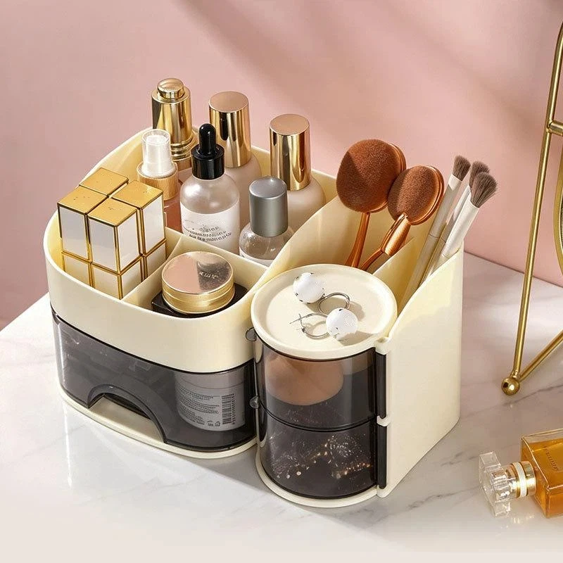 Deluxe Transparent Drawer Beauty Organizer: Ideal for Vanity Storage of Cosmetics, Brushes, and Skincare Essentials