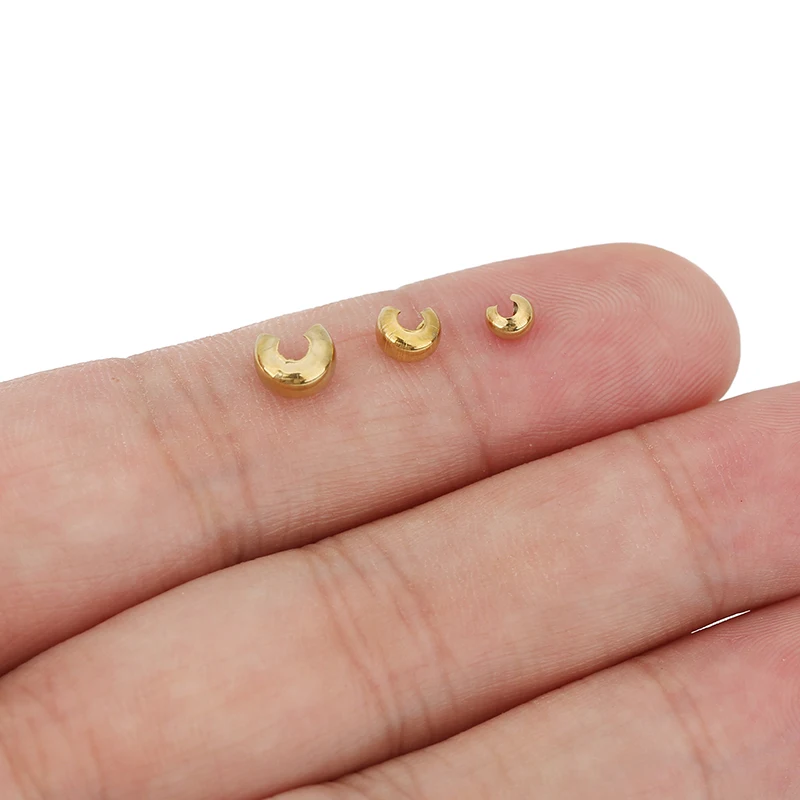 20 Stück verblassende Edelstahl-Crimp-Endperlen, Abdeckung 4 5 6 mm, großes Loch, Abstandshalter, Stopper, Perlen, Armband, Halskette, Schmuckherstellung – Detail 2