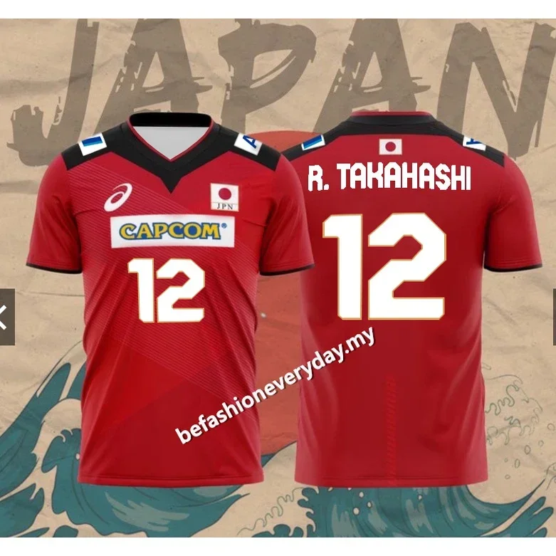 CAPCOM 日本 バレーボールシャツ 12 RAN Japan Capcom Men's Volleyball Team ISHIKAWA R. TAKAHASHI