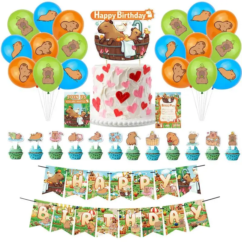 

Capybara Balloon Cute Animal Design Balloons Banner Birthday Party Decorations Capybara Backdrop Themed Party Supplies Decor