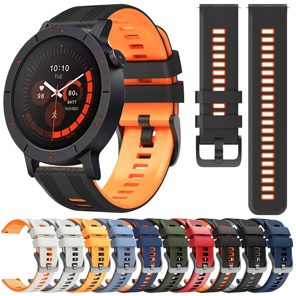 Two-Tone Silicone Watchband, 22mm Replacement Wrist Strap