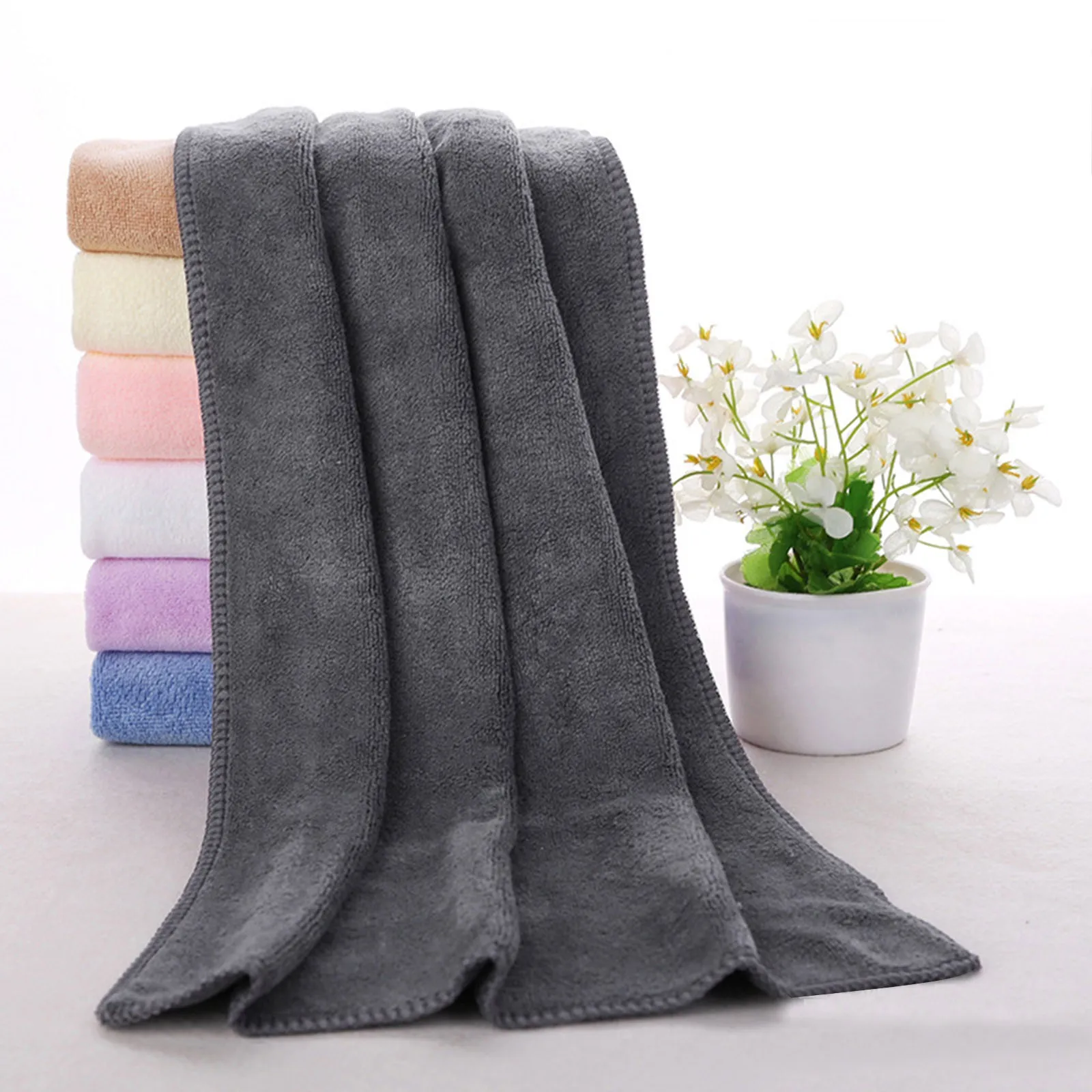 430g 80*180 Beauty Salon Bed Towel Large Bath Towel Absorbent Bath Towel Household Adult Bath Towel Grey Men Bath Towel 4