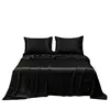 Satin Bed Sheet Sets for Summer Silky Smoooth Top Sheet with Pillowcase Single/Queen/King Ice Cooling Flat Bed Sheet Sets 1