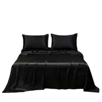 Satin Bed Sheet Sets for Summer Silky Smoooth Top Sheet with Pillowcase Single/Queen/King Ice Cooling Flat Bed Sheet Sets 1