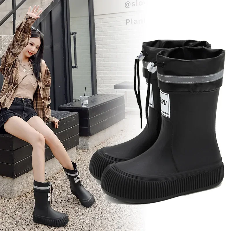 Rain Boots Women Anti Slip Trend Lightweight Soft Rain Shoes