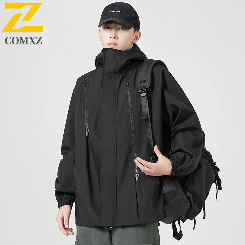 EiAO  Jacket Trendy Couple's Outdoor Waterproof Windproof Workwear Zip-Up Techwear for Hiking Camping Fishing Street Style 2025