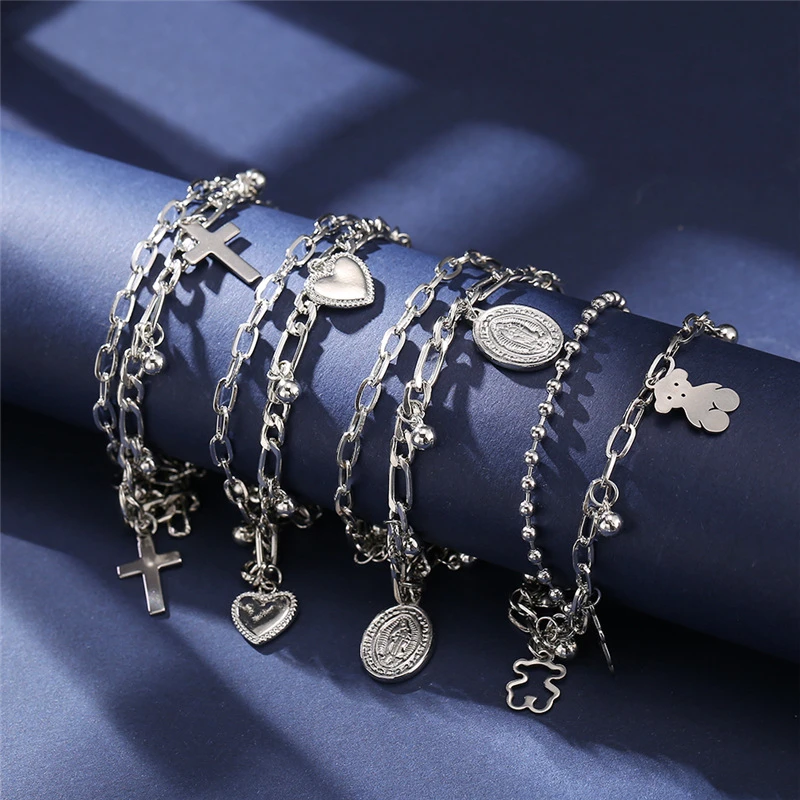 Yw Gairu Cold Wind Girl Dark Alloy Double Layer Bracelet Love Peach Heart Cross Pendant Bracelet Aliexpress Yw Gairu Cold Wind Girl Dark Alloy Double Layer Bracelet Love Peach Heart Cross Pendant Bracelet Aliexpress
