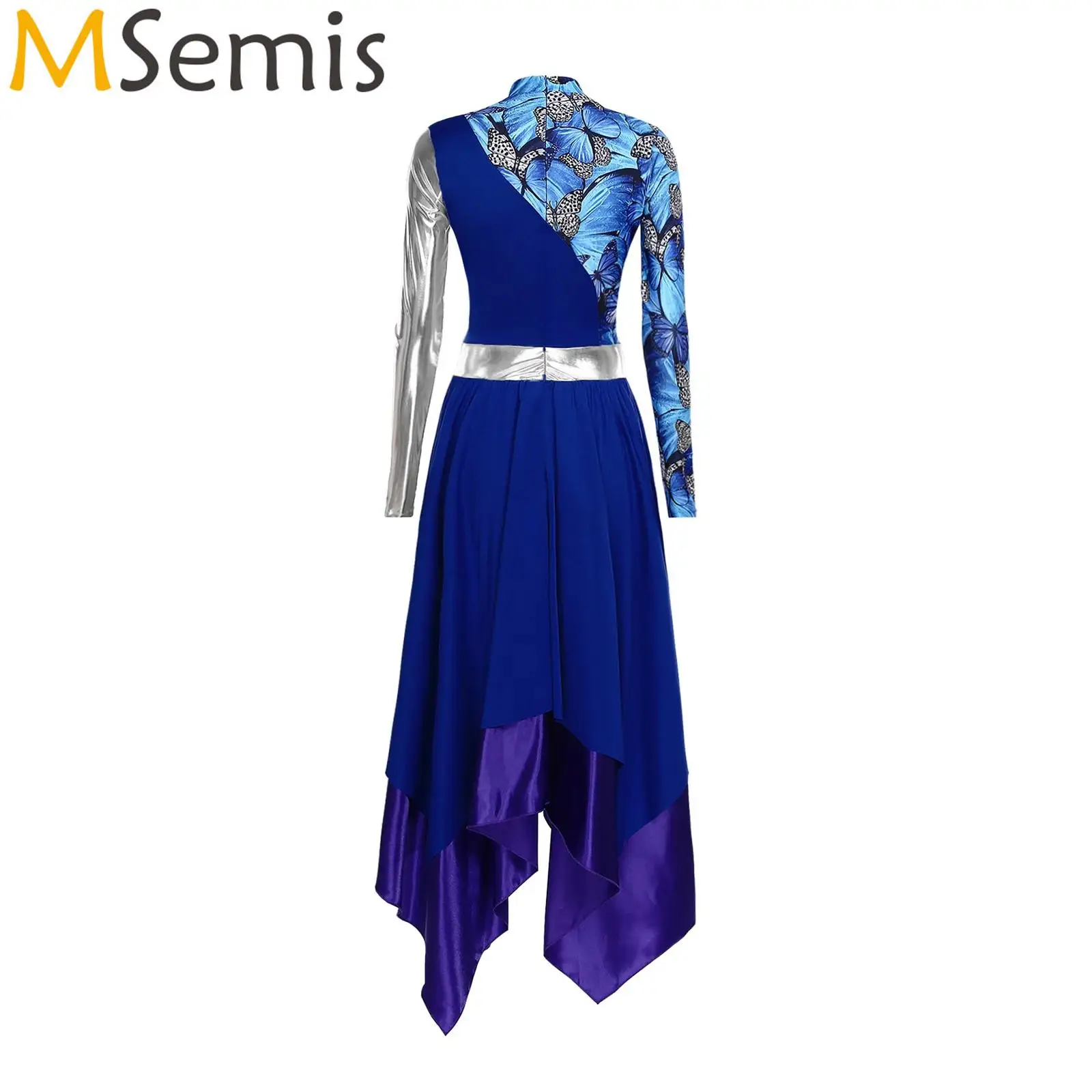 Femmes métallique brillant imprimé louange liturgique culte chrétienne chorale d'église Performance Costume Ballet robes de danse lyrique