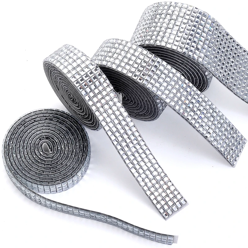Ducrystal 자체 접착 라인석 체인 사각형 크리스탈 라인석 리본, DIY 신발, 가방, 드레스 장식, 3 줄, 5 줄, 6 줄, 10 줄