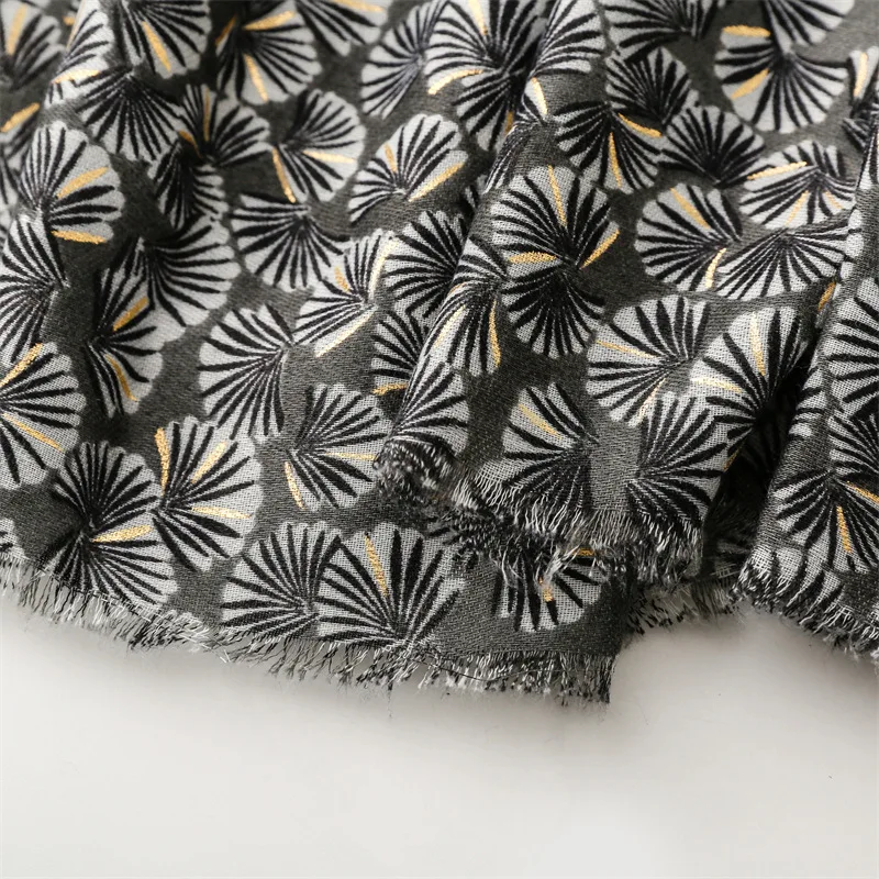 Mode Winter Polka Ginkgo Floral Fringe Viskose Schals Schal Dame Hohe Qualität Druck Weiche Pashmina Stola Moslemisches Hijab 180*90 cm – Detail 18