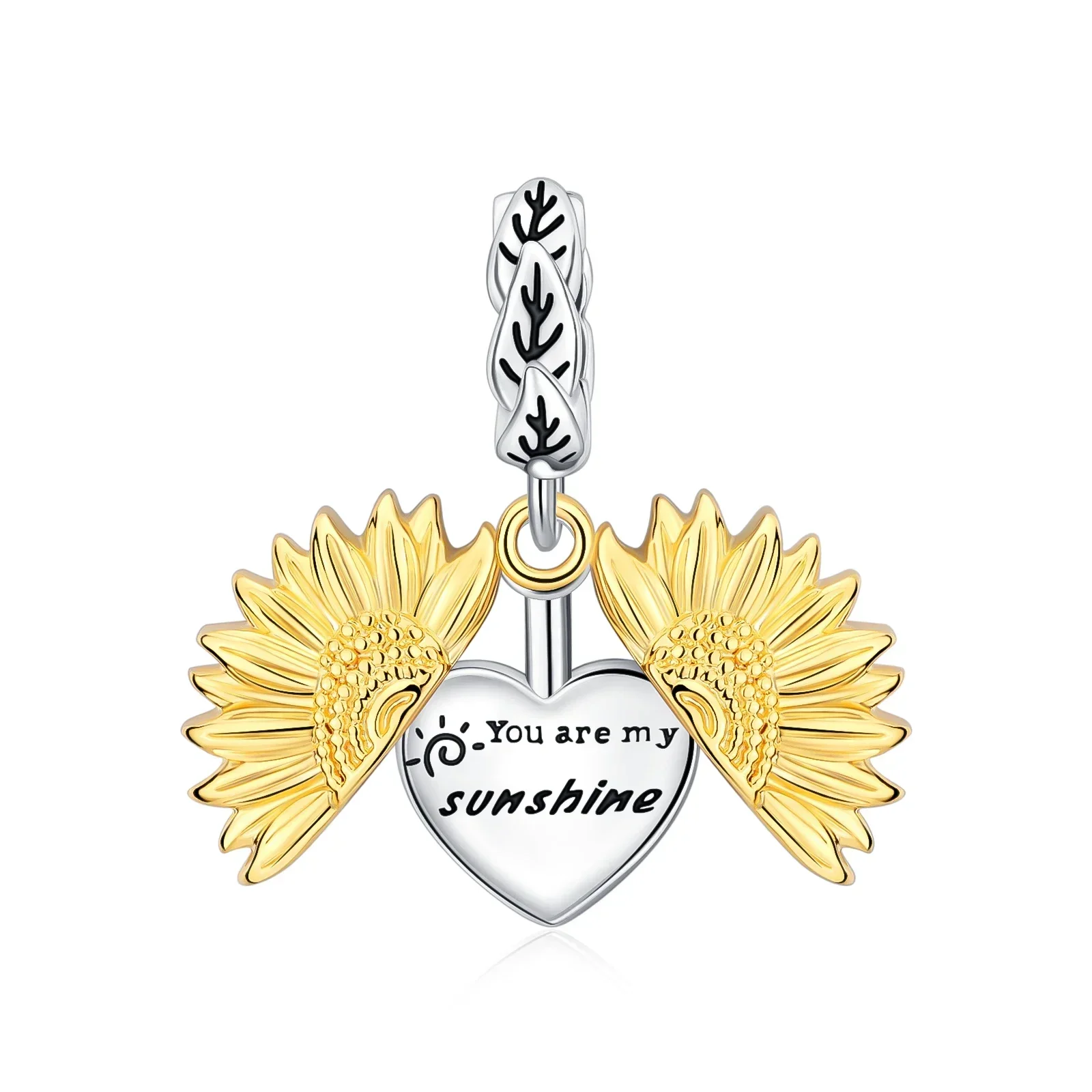 

925 Sterling Silver Sunflower You Are My Sunshine Pendant Charm Fit Original Pandora Charms Bracelets Women DIY Jewelry Gift