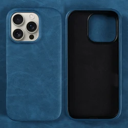 Luxurious Leather Phone Case - Skin Feel, Shockproof, Solid Color Back Cover - iPhone 12 Pro Max (Sierra Blue A26311)