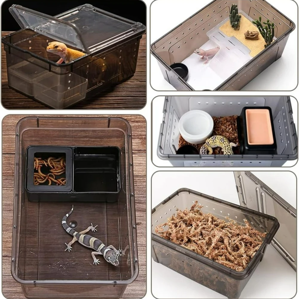 Reptile Feeders Snake Feeders Animal Habitat Cages Portable Plastic Small Pet Transport Containers S M L foldable pet house aquarium tank vivarium box reptile egg incubator reptile basking platform