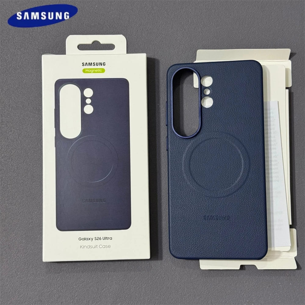 Neue Original-Lederhülle für MagSafe Magnetische Schutzhülle Samsung Galaxy S26 Ultra Vollständiger Schutz Stoßfeste Matte Abdeckung mit Premium-Logo