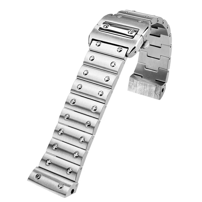 For Cartier Santos 100 mens strap wristband bracelet 23mm Solid stainless  steel watchband butterfly buckle Watch accessories  AliExpress