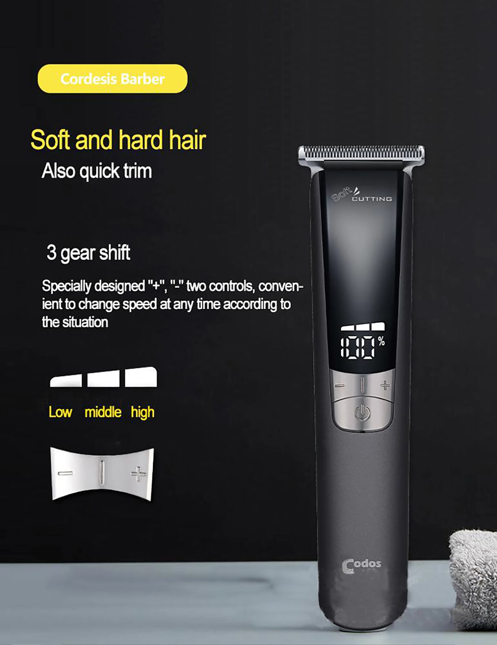 Description Picture 3 of itemCodos CHC-339 T-Blade Hair Trimmer  Set Rechargeable Hair Cutting Machine Cordless Hair Clipper For Men