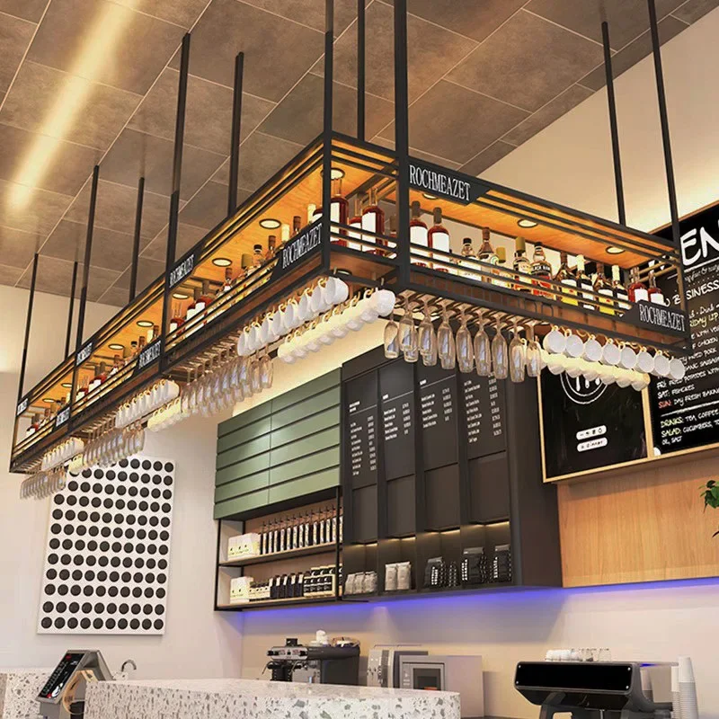 Inverted Whisky Wine Cabinets Hanging Modern Commercial Club Bar Cabinets Display Restaurant Armoire Vitre Kitchen Furniture