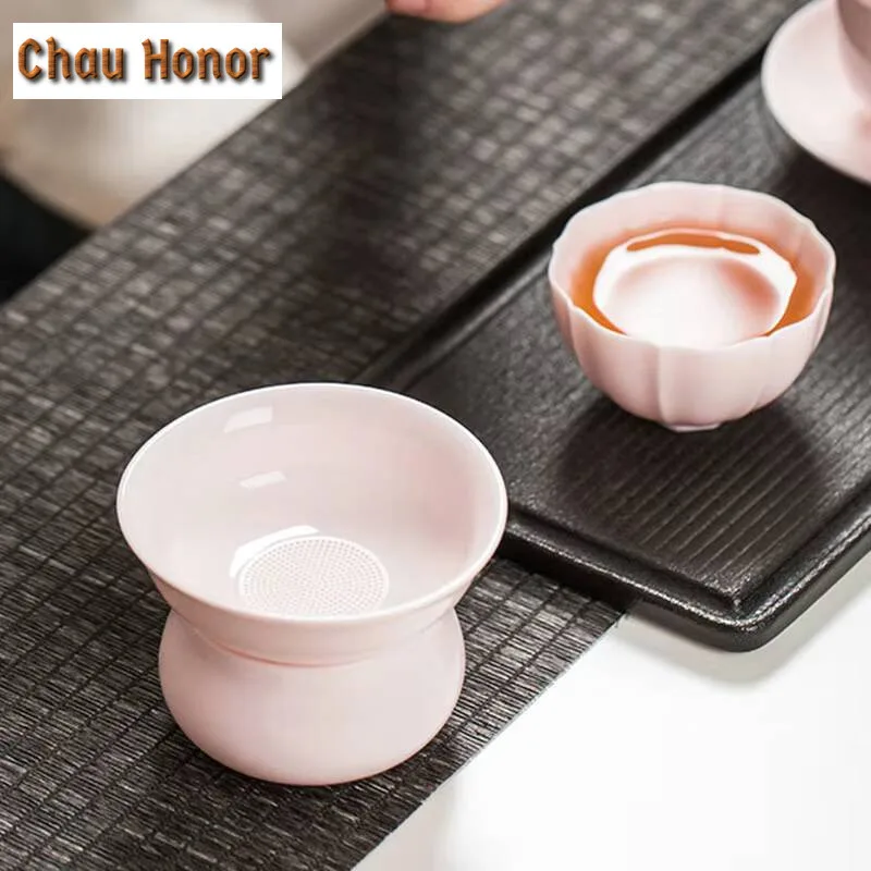 High-end Lanolin Jade Porcelain Tea Leak Handmade Household Chinese Kung Fu Tea Set Tea Ceremony Accessories Tea Separator Gifts