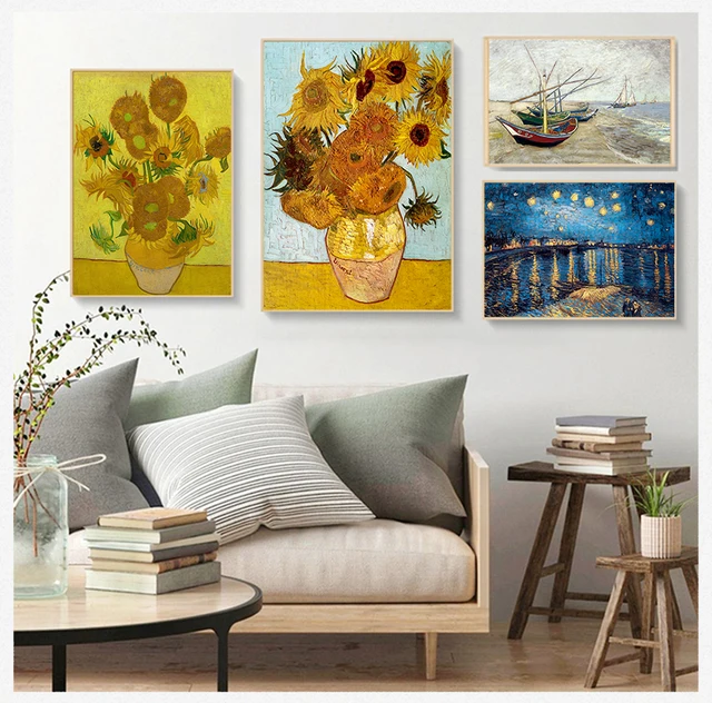 A4 A3 A2 Canvas Art Print Poster Picture Wall House Decoration Murals Van Gogh Oil Painting Works Sunflower Apricot Abstract: Enhance Your Home with Artistic Flair