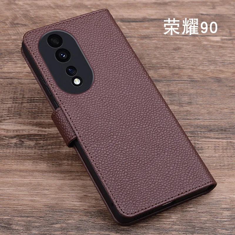 Hot Sales Luxury Genuine Leather Flip Phone Cases For For Honor 90 Honor90 Pro Leather Half Pack Phone Cover Case Shockproof
