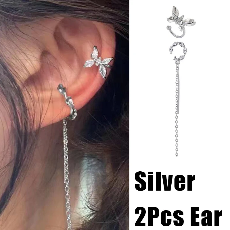Ear Clip Earrings Clip Earrings Ear Clip 17KM Gold Color Leaves Ear Cuff Black Non-Piercing Ear Clips Fake Cartilage Earrings Clip Earrings For Women Jewelry