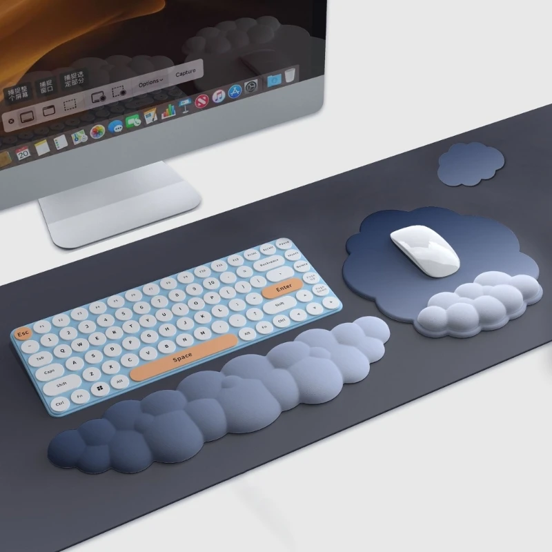 

Эргономичная подставка под запястье клавиатуры и коврик для мыши, стильный коврик для мыши из полиуретана и мягкой пены с эффектом памяти, прочный