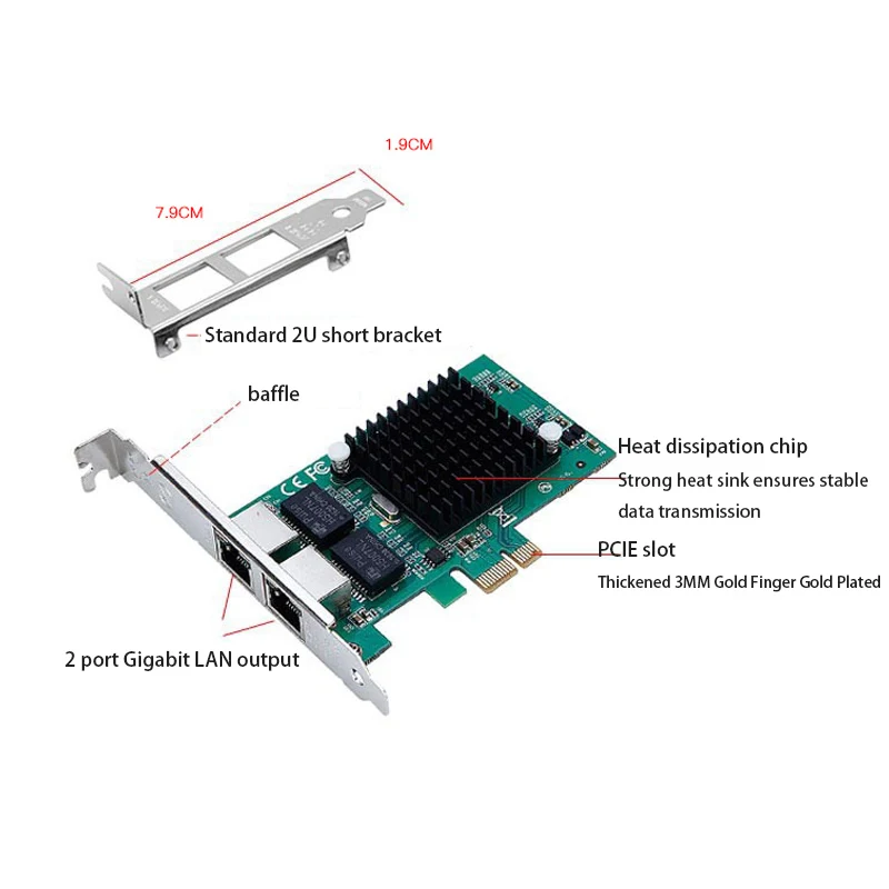 Adaptador Intel 82575 Gigabit Server Rj45 Lan Acessórios de Computador Fast Ethernet Placa de Rede Pci-e Game Pcie Card - Imagem 3