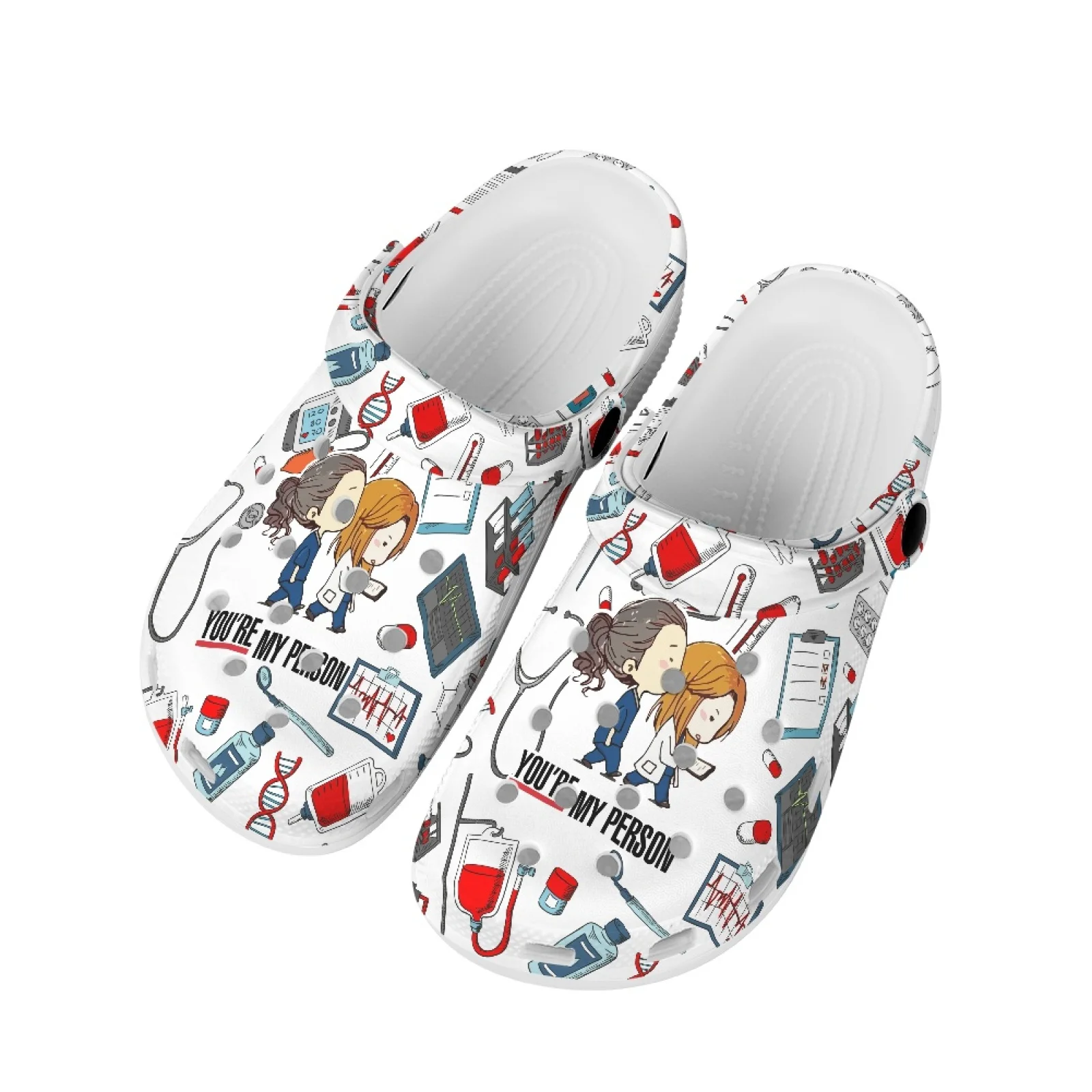 Beliodome Cartoon Medical Nurse Design Clogs Garden Shoes for Womens Summer Breathable Slippers Non-Slip Outdoor Beach Sandals