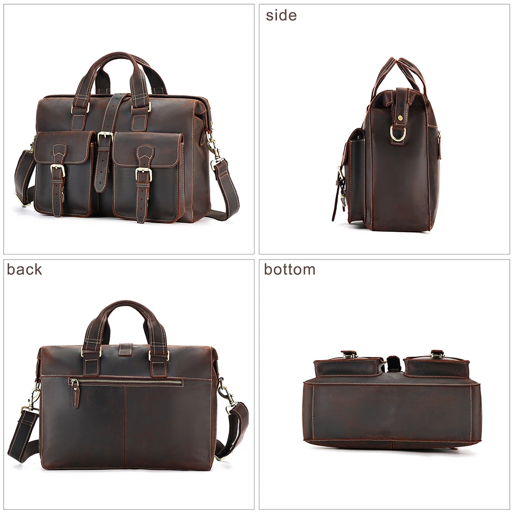 GUJOS-Sac ร Main ร Bandouliรจre en Cuir group pour Homme, Sacoche d\'Affaires, Bombe, Cheval, รlingue, Fourre-Tout, 15.6 Pouces