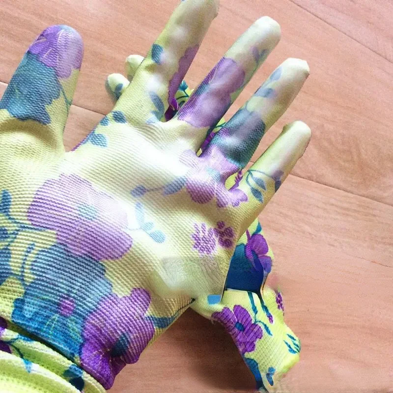 6 pairs Yard Cleaning Palm-Coated Floral Garden Gloves Women Non-Slip Working Gloves Non-Slip Household Labor Protection Gloves 4
