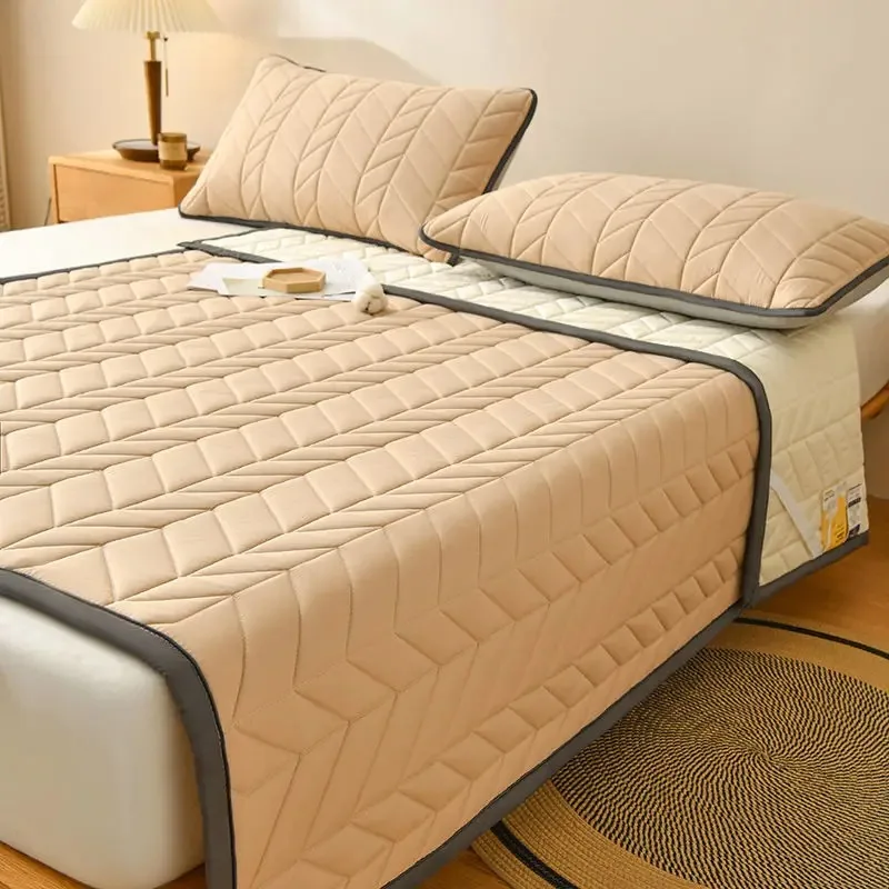 Solid Color Quilted Embossed Mattress Pad Protector Skin-Friendly Durable Fitted Sheet Bed Cover Queen King Mattress Protector