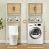 Over The Toilet Storage Cabinet, Bathroom Above Toilet Storage Wood Cabinet with Rattan Door and Adjustable Shelves 6