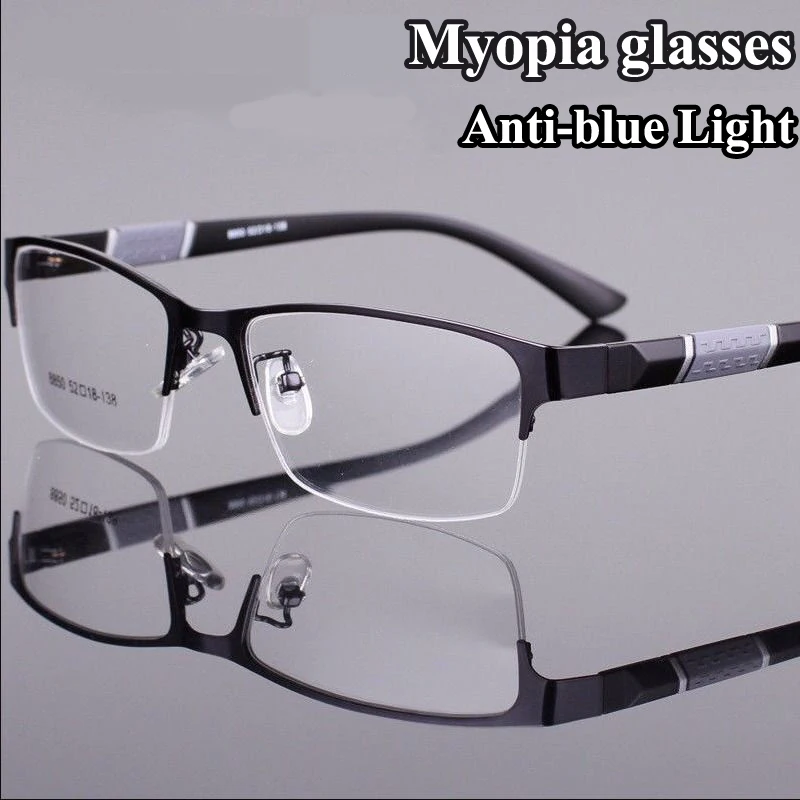 

Classical Reading Glasses Half Frame Man Business Nearsighted Myopia Eyeglasses Ultralight Myopic Eyewear Women Diopter 0 To-6.0