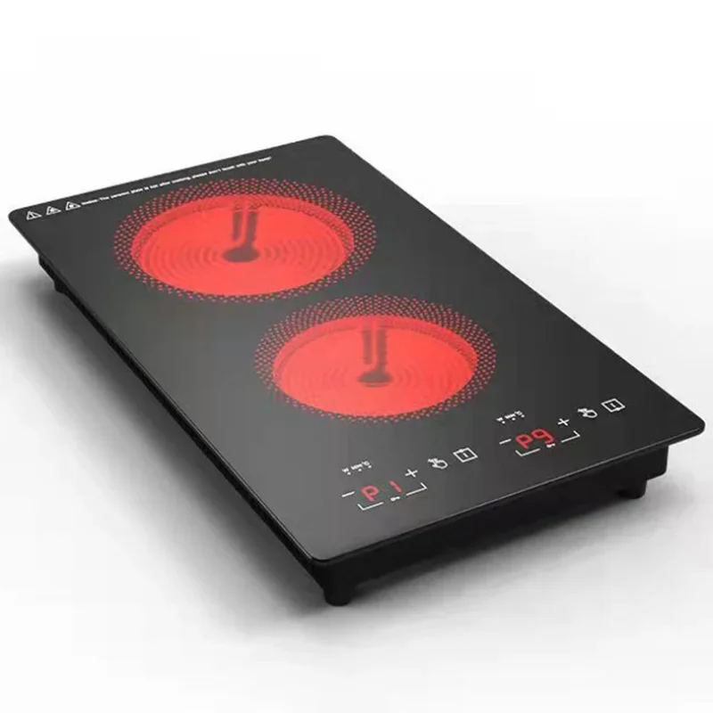 Kitchen 2 Rings Ceramic Cooker Induction Cooktop Double Electric Cooker Hob Heating Electric Stove Vertical Cooking Plate