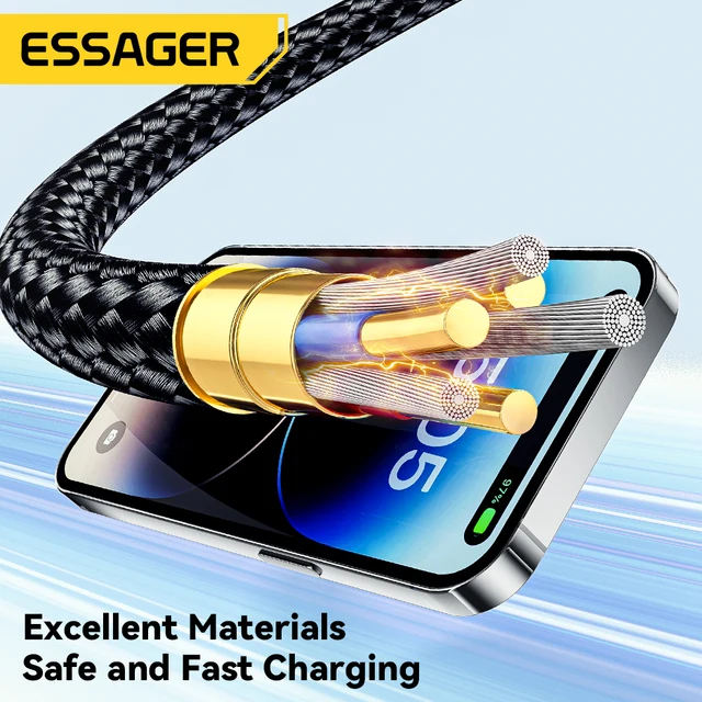 Cable Essager USB C para IPhone 14 13 12 11 pro Max Xs Plus 29W Cable de carga rápida tipo C para Cable de fecha de iluminación para ipad Macbook 6