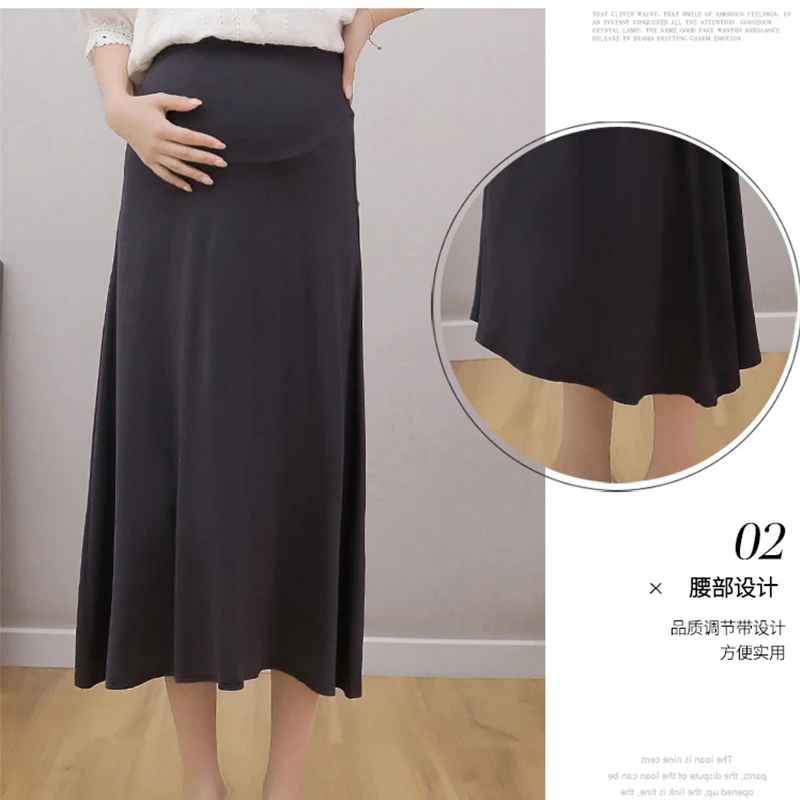 Maternity High Waist Belly Skirts Pregnant Women Empired Belly Skirts Mid-Calf Office Long Straight Skirt Maternity Skirt