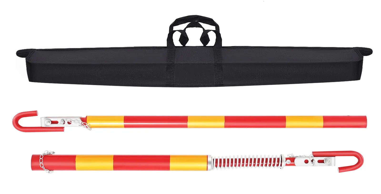 Rot-gelbe Abschleppstange 95 cm + 88 cm, 3T Zugkraft, Zwei-Wege-Dämpfung, Anhängerkupplung aus Eisen für Autos, SUVs, Geländefahrzeuge – Detail 2