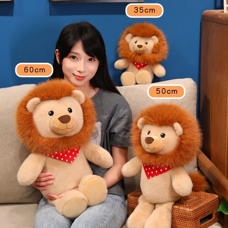 35/50/60CM Super Soft Cute Lion Plush Toy Fluffy Stuffed Animal for Hugging Pillow Cartoon Birthday Gifts Home Decor