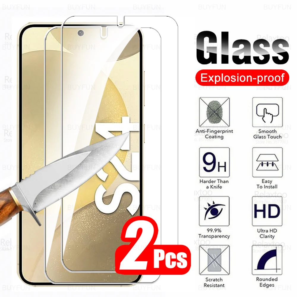 Для Samsung Galaxy S24 5G Glass 2 шт закаленное стекло Samsang S 24 Plus SamsungS24 Ultra S24Ultra 2024 Защитная пленка для экрана