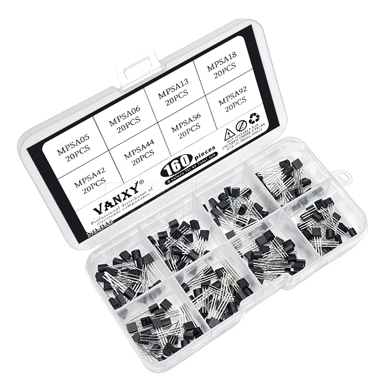 Transistors Kit 8 values TO-92 BJT Transistor mpsa05-mpsa92