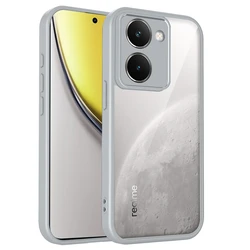 Transparent Silicone Shockproof Clear Phone Case with PC Back and TPU Bumper for Realme P2 Pro (Gray)